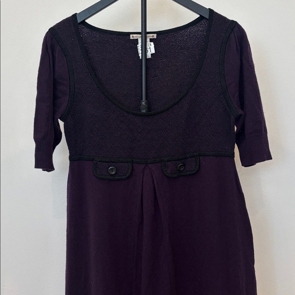 Nanette Lepore Plum Short Sleeve Scoop Neck Mini Dress